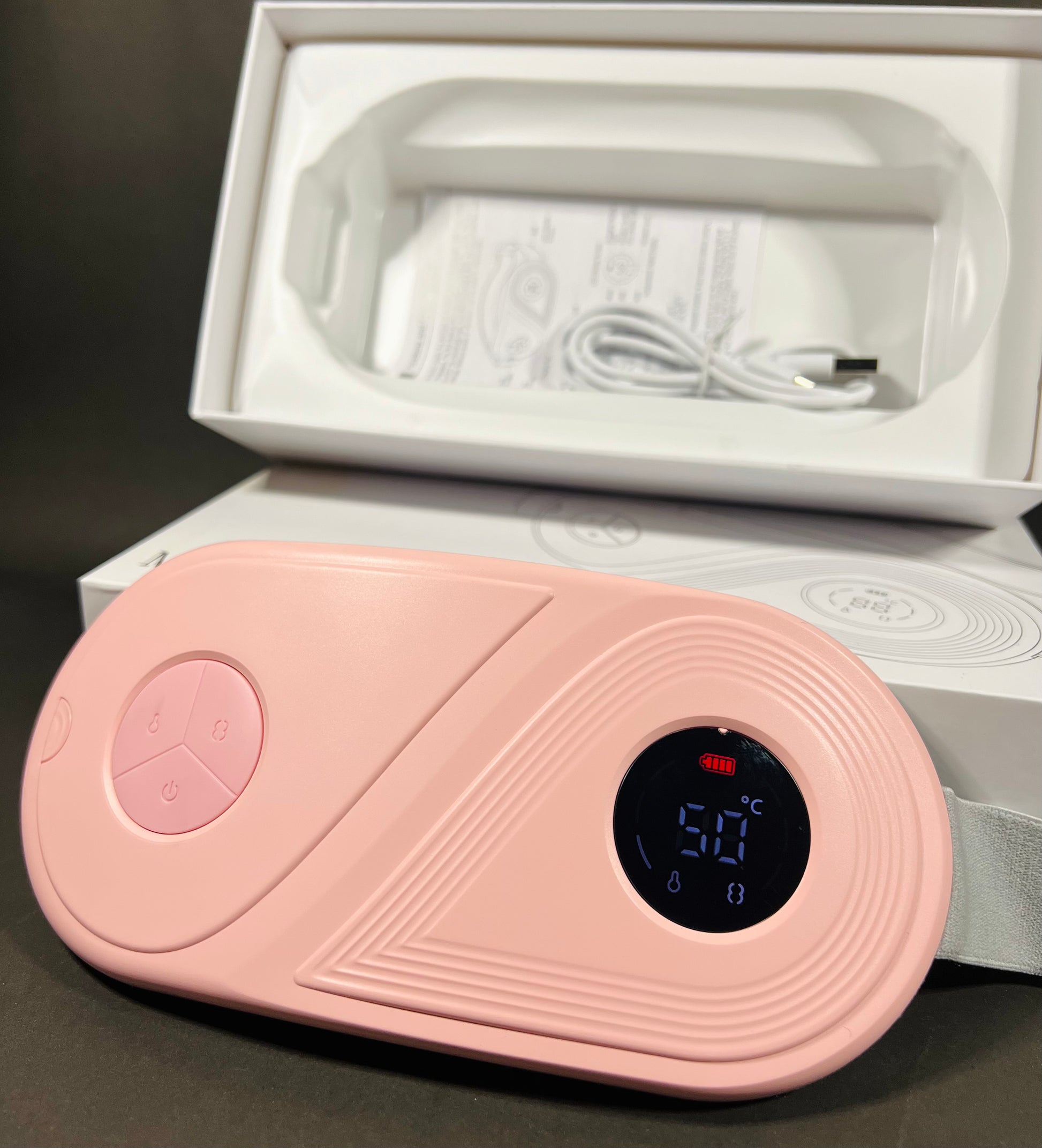 Dual-Sphere Pro™ – Advanced Heating & Vibration Belt for Period Relief ✨ Ultimate comfort with dual massage heads & 3 heat modes