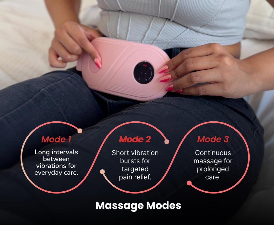 Dual-Sphere Pro™ – Advanced Heating & Vibration Belt for Period Relief ✨ Ultimate comfort with dual massage heads & 3 heat modes